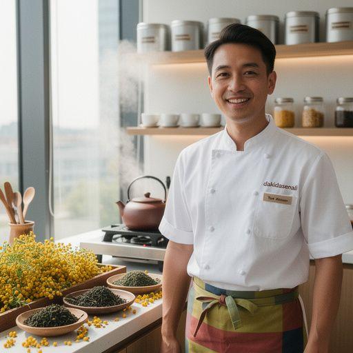 Šálka voňavého čaju z osmanthus kvetov s jemnými kvetinovými tónmi.